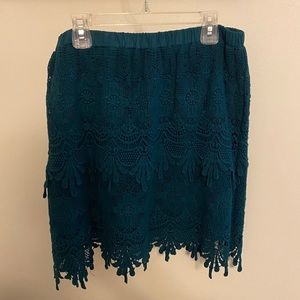 Knee Length Lace Teal Skirt